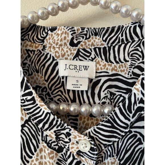 J.Crew Factory Women's Size Small Blouse Zebra Leopard Mixed Animal Print - Picture 5 of 5
